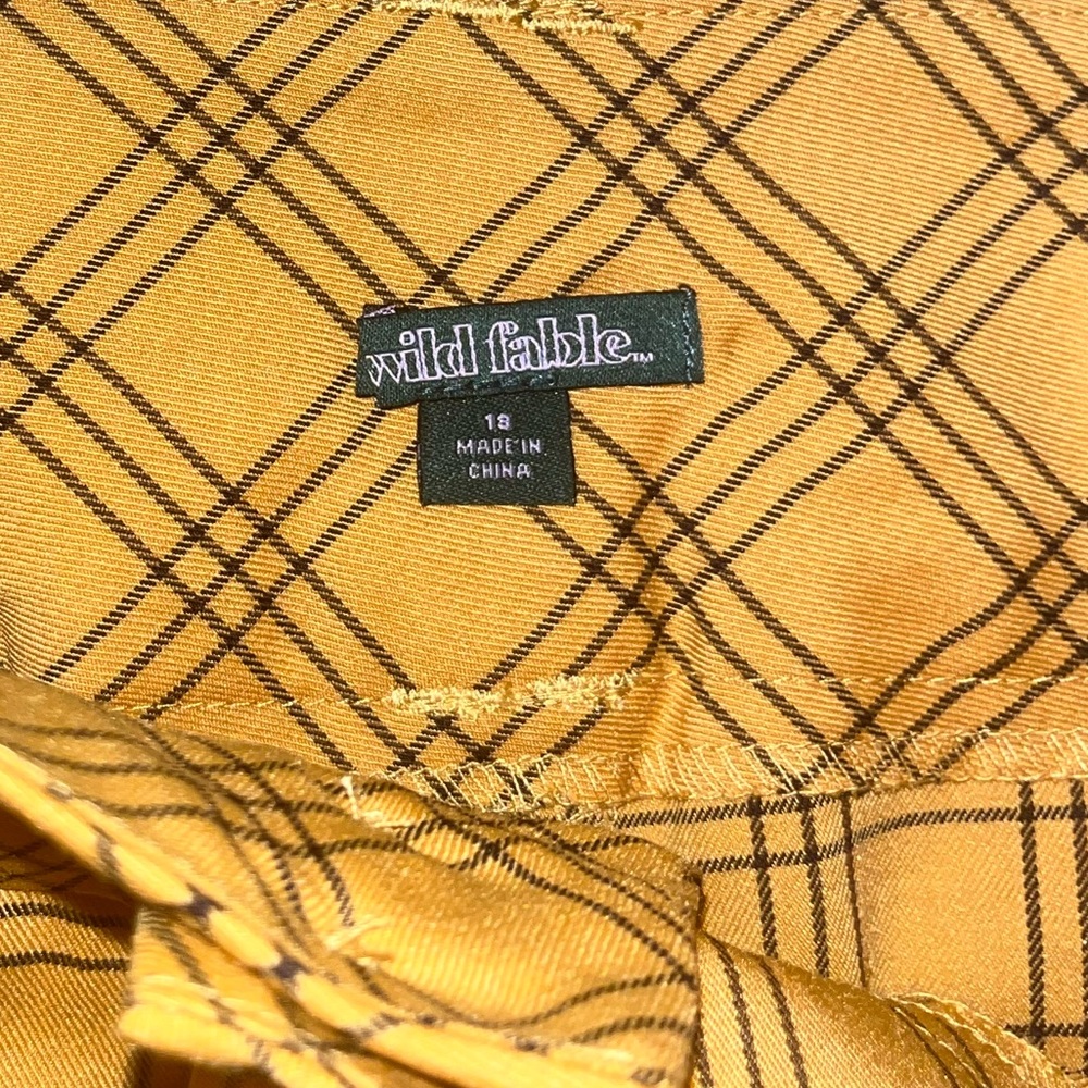 NWT Wild Fable Yellow & Brown Plaid Flare Pants - Picture 4 of 4